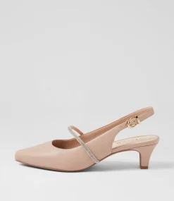 Women SUPERSOFT Comfort|Heels-Lilium Nude Leather Jewels Heels