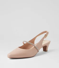 Women SUPERSOFT Comfort|Heels-Lilium Nude Leather Jewels Heels