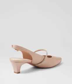 Women SUPERSOFT Comfort|Heels-Lilium Nude Leather Jewels Heels
