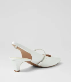 Women SUPERSOFT Comfort|Heels-Lilium White Leather Jewels Heels