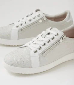 Women SUPERSOFT Comfort|Sneakers-Lillyz Silver Font White Leather Sneakers