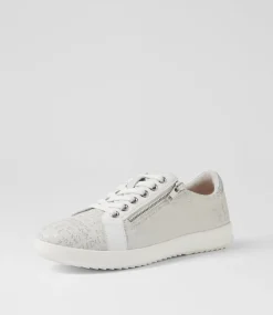 Women SUPERSOFT Comfort|Sneakers-Lillyz Silver Font White Leather Sneakers