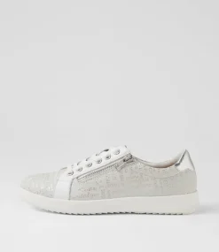 Women SUPERSOFT Comfort|Sneakers-Lillyz Silver Font White Leather Sneakers