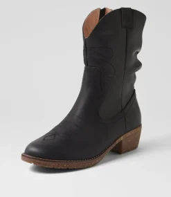 Women COLORADO Boots|Comfort-Limit Black Pull Up Leather Calf Boots