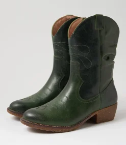Women COLORADO Boots|Comfort-Limit Forest Green Crazyhorse Leather Calf Boots