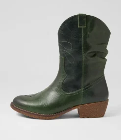 Women COLORADO Boots|Comfort-Limit Forest Green Crazyhorse Leather Calf Boots