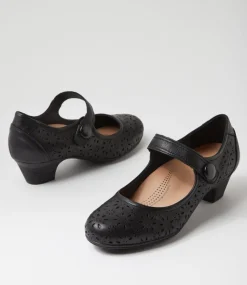 Women SUPERSOFT Comfort|Heels-Lindeal Black Leather Heels
