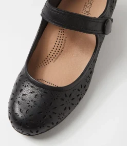 Women SUPERSOFT Comfort|Heels-Lindeal Black Leather Heels