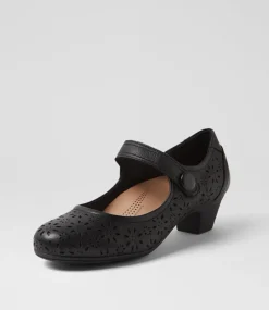 Women SUPERSOFT Comfort|Heels-Lindeal Black Leather Heels