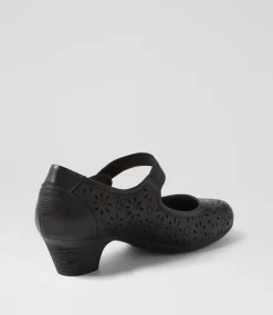 Women SUPERSOFT Comfort|Heels-Lindeal Black Leather Heels
