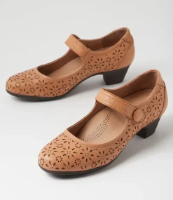 Women SUPERSOFT Comfort|Heels-Lindeal Dark Tan Leather Heels