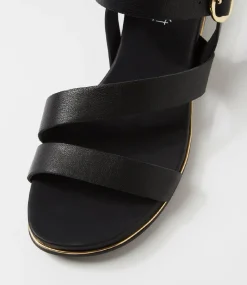 Women SUPERSOFT Comfort|Flats-Lindi Black Leather Sandals