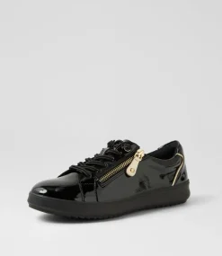 Women SUPERSOFT Comfort|Sneakers-Lindse Black Gold Patent Leather Sneakers