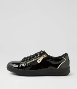 Women SUPERSOFT Comfort|Sneakers-Lindse Black Gold Patent Leather Sneakers