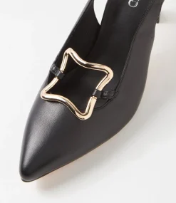 Women TOP END Dress|Heels-Linky Black Leather Heels