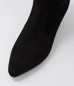Women SUPERSOFT Boots|Comfort-Linsai Black Stretch Microsuede Ankle Boots
