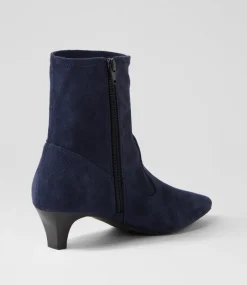 Women SUPERSOFT Boots|Comfort-LINSAI SU NAVY STRETCH MICROSUEDE