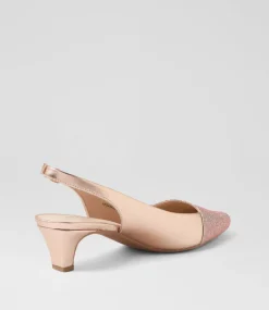 Women SUPERSOFT Comfort|Heels-Linsain Champagne Sparkle Fabric Leather Heels