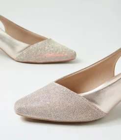 Women SUPERSOFT Comfort|Heels-Linsain Platinum Sparkle Platinum Fabric Leather Heels