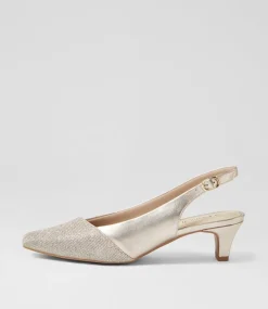 Women SUPERSOFT Comfort|Heels-Linsain Platinum Sparkle Platinum Fabric Leather Heels