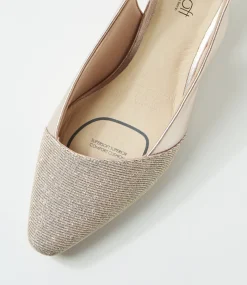 Women SUPERSOFT Comfort|Heels-Linsain Platinum Sparkle Platinum Fabric Leather Heels