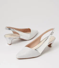 Women SUPERSOFT Comfort|Heels-LINSAIN SU SILVER SPARKLE SILVER FABRIC LEATHER