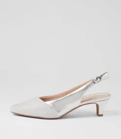 Women SUPERSOFT Comfort|Heels-LINSAIN SU SILVER SPARKLE SILVER FABRIC LEATHER