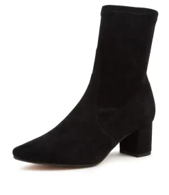 Women DIANA FERRARI Boots-LINTA BLACK MICROSUEDE ANKLE BOOTS