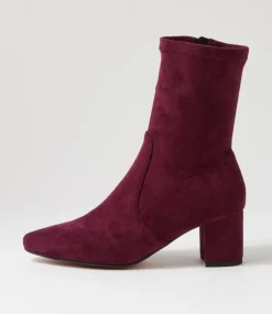 Women DIANA FERRARI Boots-Linta Mulberry Stretch Microsuede Ankle Boots