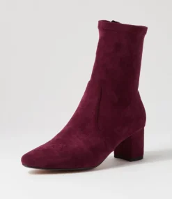 Women DIANA FERRARI Boots-Linta Mulberry Stretch Microsuede Ankle Boots