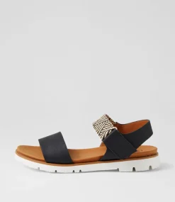Women I LOVE BILLY Flats|Sandals-Lintee Black Elastic Sandals