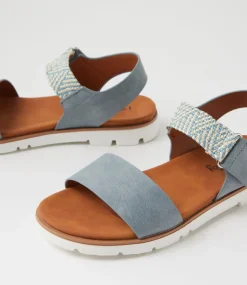 Women I LOVE BILLY Flats|Sandals-Lintee Denim Sandals