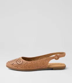 Women DIANA FERRARI Flats-Linz Dark Tan Leather Flat Shoes