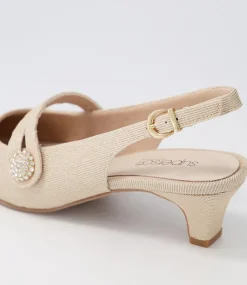 Women SUPERSOFT Comfort|Heels-Lisshle2 Platinum Sparkle Fabric Heels