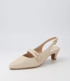 Women SUPERSOFT Comfort|Heels-Lisshle2 Platinum Sparkle Fabric Heels