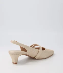 Women SUPERSOFT Comfort|Heels-Lisshle2 Platinum Sparkle Fabric Heels