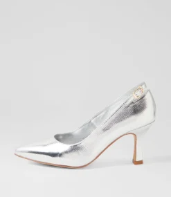 Women TOP END Heels-Lissia Silver Lizard Leather Pump Heels
