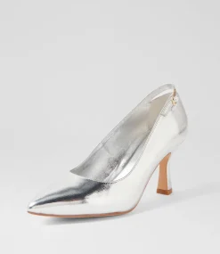 Women TOP END Heels-Lissia Silver Lizard Leather Pump Heels