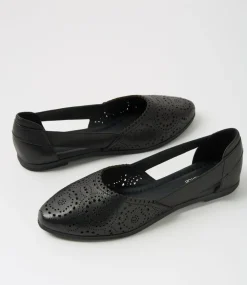 Women DIANA FERRARI Flats-Loama Black Leather Ballet Flats