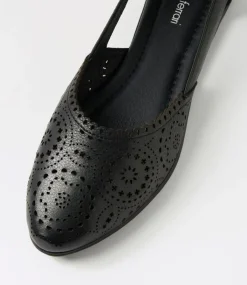Women DIANA FERRARI Flats-Loama Black Leather Ballet Flats