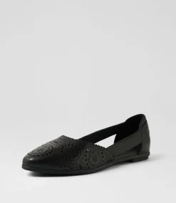 Women DIANA FERRARI Flats-Loama Black Leather Ballet Flats