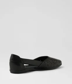 Women DIANA FERRARI Flats-Loama Black Leather Ballet Flats