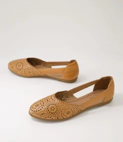 Women DIANA FERRARI Flats-Loama Dark Tan Leather Ballet Flats