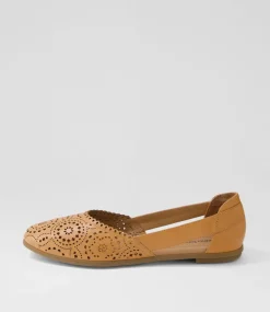 Women DIANA FERRARI Flats-Loama Dark Tan Leather Ballet Flats