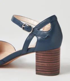 Women DIANA FERRARI Dress|Heels-Loctavia Deep Blue Choc Leather Heels
