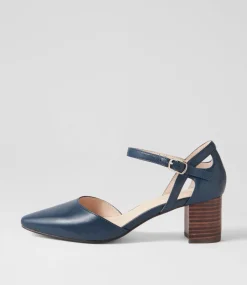 Women DIANA FERRARI Dress|Heels-Loctavia Deep Blue Choc Leather Heels