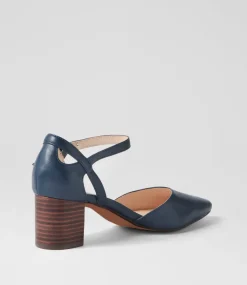 Women DIANA FERRARI Dress|Heels-Loctavia Deep Blue Choc Leather Heels