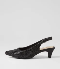 Women SUPERSOFT Comfort|Heels-Looloo Black Jewels Leather Heels