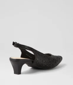 Women SUPERSOFT Comfort|Heels-Looloo Black Jewels Leather Heels