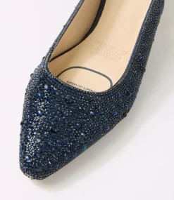 Women SUPERSOFT Comfort|Heels-Looloo Navy Jewels Leather Heels